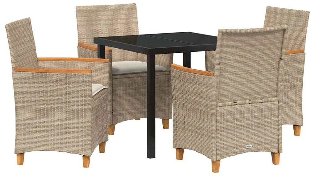 vidaXL Σέτ φαγητού για κήπο 5 pcs Μπεζ συνθετικό ρατάν