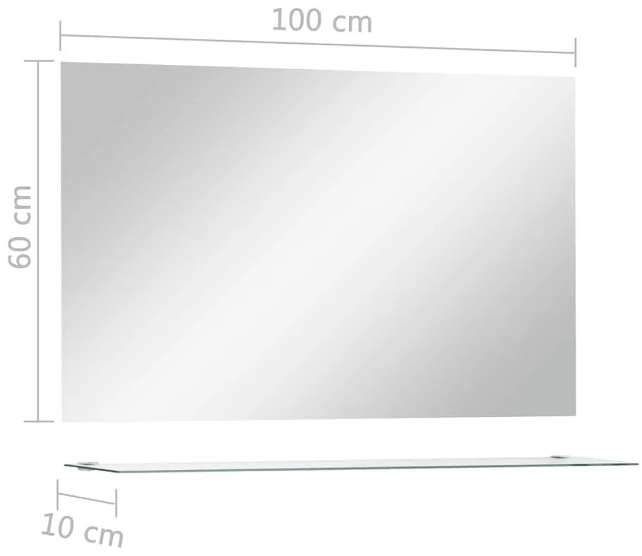 vidaXL Καθρέφτης Τοίχου με Ράφι 100 x 60 εκ. από Ψημένο Γυαλί
