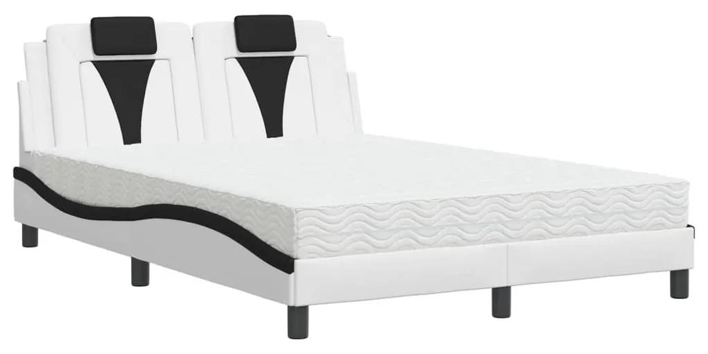 Κρεβάτι με Στρώμα Λευκό και Μαύρο 120 x 200 εκ. Συνθετικό Δέρμα - Λευκό