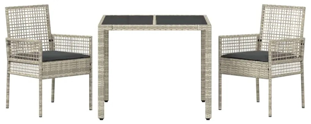 vidaXL Σέτ φαγητού για κήπο 3 pcs Ανοιχτό γκρι συνθετικό ρατάν