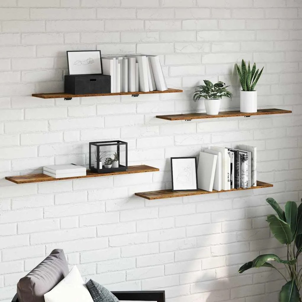 vidaXL Δίσκος Βιβλιοθήκης 4 pcs Καφέ 100 x 40 x 1.5 εκ. Μοριοσανίδα