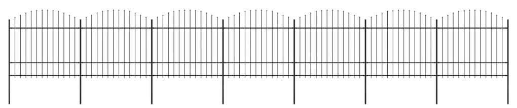 vidaXL Κάγκελα Περίφραξης με Λόγχες Μαύρα (1,5-1,75)x11,9 μ. Ατσάλινα