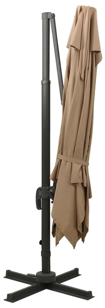 vidaXL Ομπρέλα Κρεμαστή με Διπλή Οροφή Taupe 300 x 300 εκ.