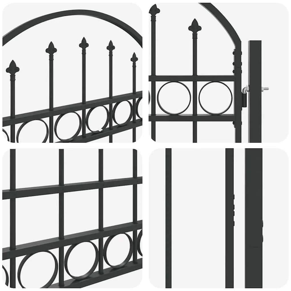 vidaXL Πύλη Φράχτη Γκρι 100 x 175 cm Ατσάλι με Επικάλυψη Πούδρας