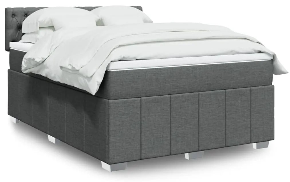 vidaXL Κρεβάτι Boxspring με Στρώμα Σκούρο Γκρι 140x200 εκ Υφασμάτινο