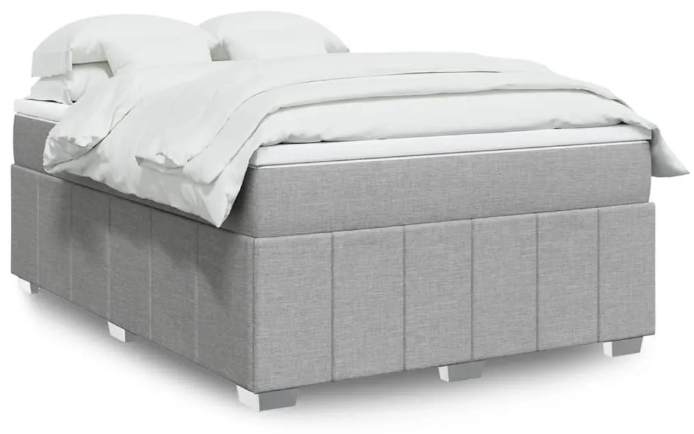 Κρεβάτι Boxspring με Στρώμα Ανοιχτό Γκρι 140x200 εκ. Υφασμάτινο