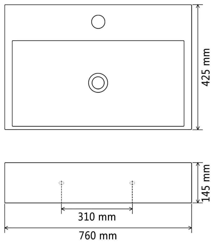 vidaXL Νιπτήρας με Οπή Βρύσης Μαύρος 76 x 42,5 x 14,5 εκ. Κεραμικός
