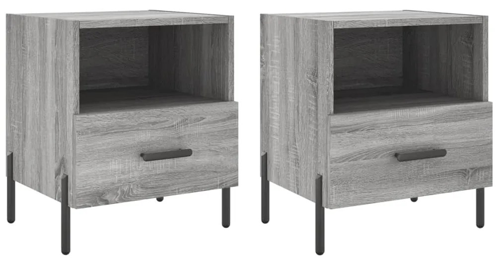 vidaXL Κομοδίνα 2 τεμ. Γκρι Sonoma 40 x 35 x 47,5 εκ. Επεξεργ. Ξύλο