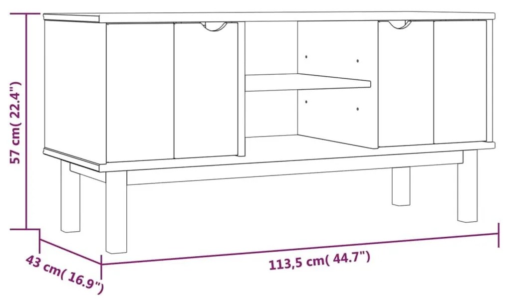 Έπιπλο Τηλεόρασης OTTA 113,5 x 43 x 57 εκ. Μασίφ Ξύλο Πεύκου - Καφέ