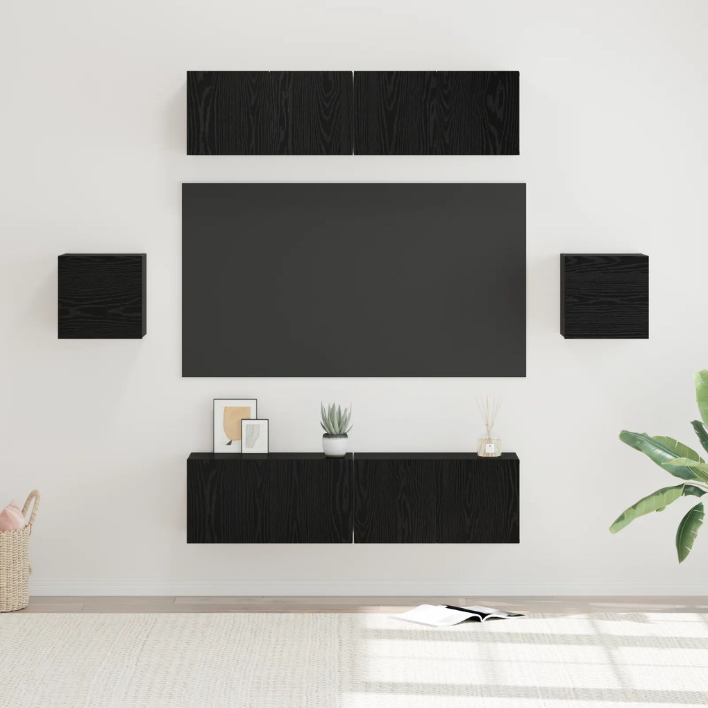 vidaXL Σετ επίπλου τηλεόρασης 6 pcs Μαύρη Δρυς 60 x 30 x 30 cm