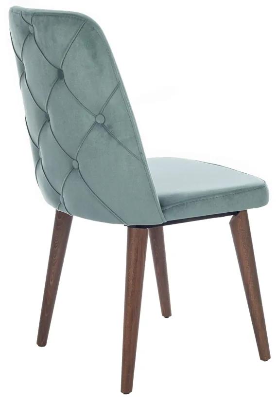 Artekko Lotus Καρέκλα με Ξύλινο Καφέ Σκελετό και Σιελ Βελούδο (48x60x92)cm