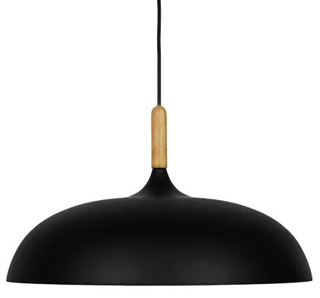 GloboStar® VALLETE BLACK 01258 Μοντέρνο Κρεμαστό Φωτιστικό Οροφής Μονόφωτο 1 x E27 Μαύρο Μεταλλικό Καμπάνα Φ45 x Y27cm