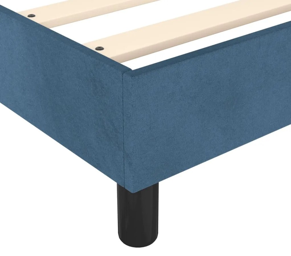 Κρεβάτι Boxspring με Στρώμα Σκούρο Μπλε 90x190 εκ. Βελούδινο - Μπλε