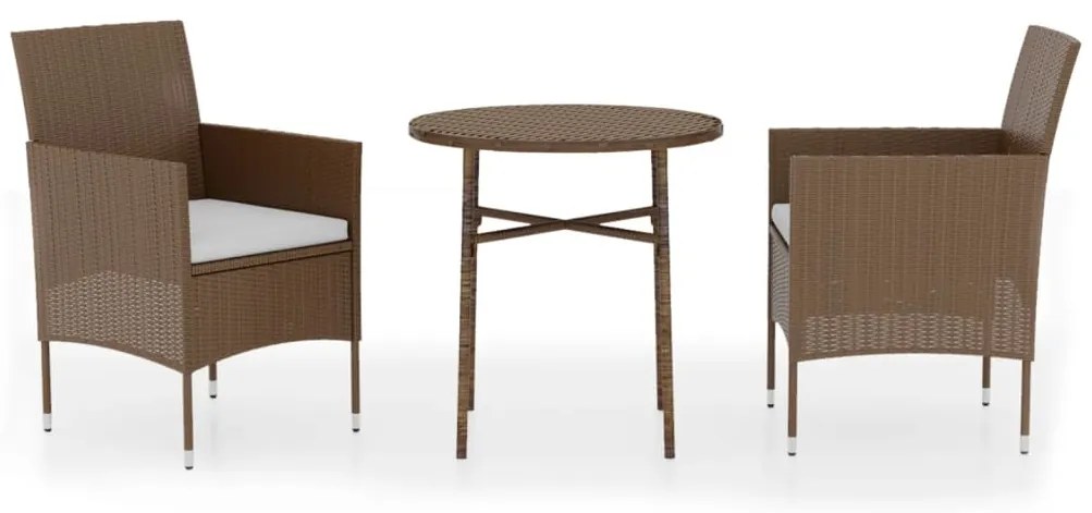 vidaXL Σετ Τραπεζαρίας Κήπου 3 Τεμαχίων Καφέ από Συνθετικό Ρατάν