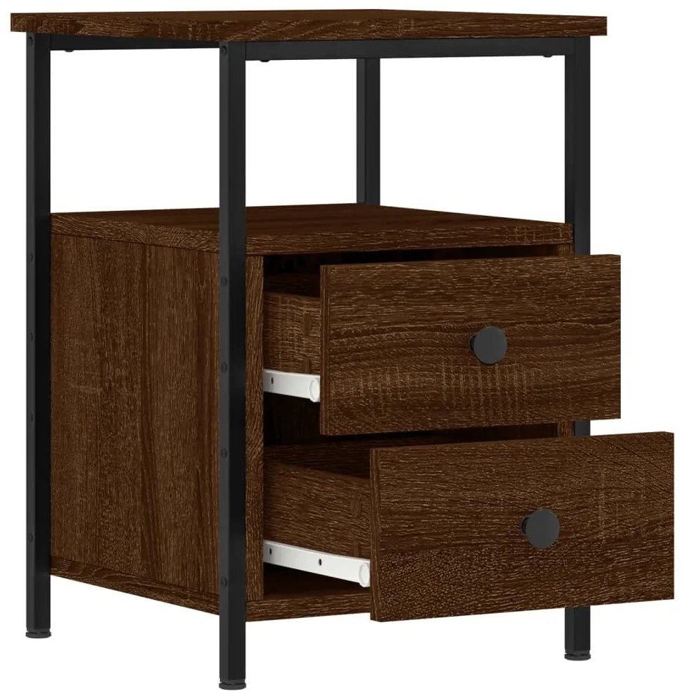 vidaXL Κομοδίνο 2 τεμ. Καφέ Δρυς 34 x 35,5 x 50 εκ. από Επεξεργ. Ξύλο