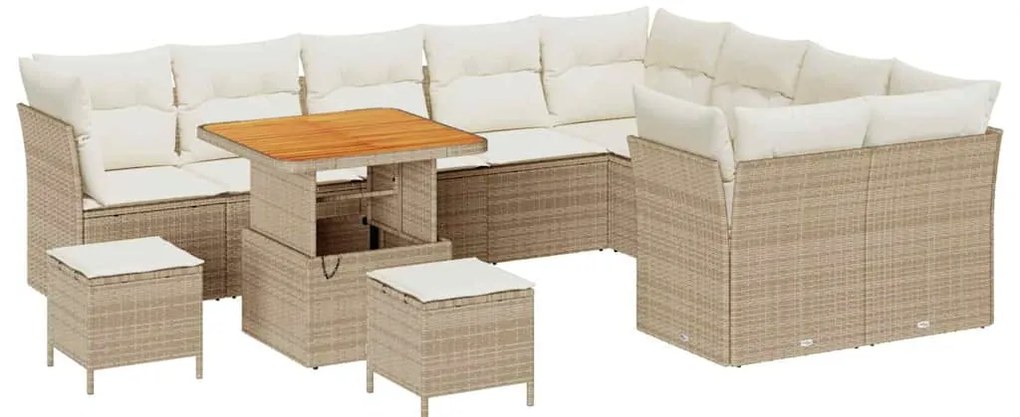 vidaXL Σετ Καναπέ Κήπου 12 pcs Μπεζ συνθετικό ρατάν