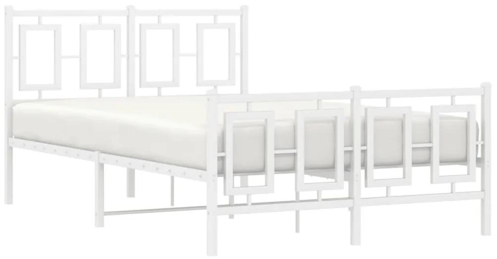 vidaXL Πλαίσιο Κρεβατιού με Κεφαλάρι&Ποδαρικό Λευκό 120x200εκ. Μέταλλο