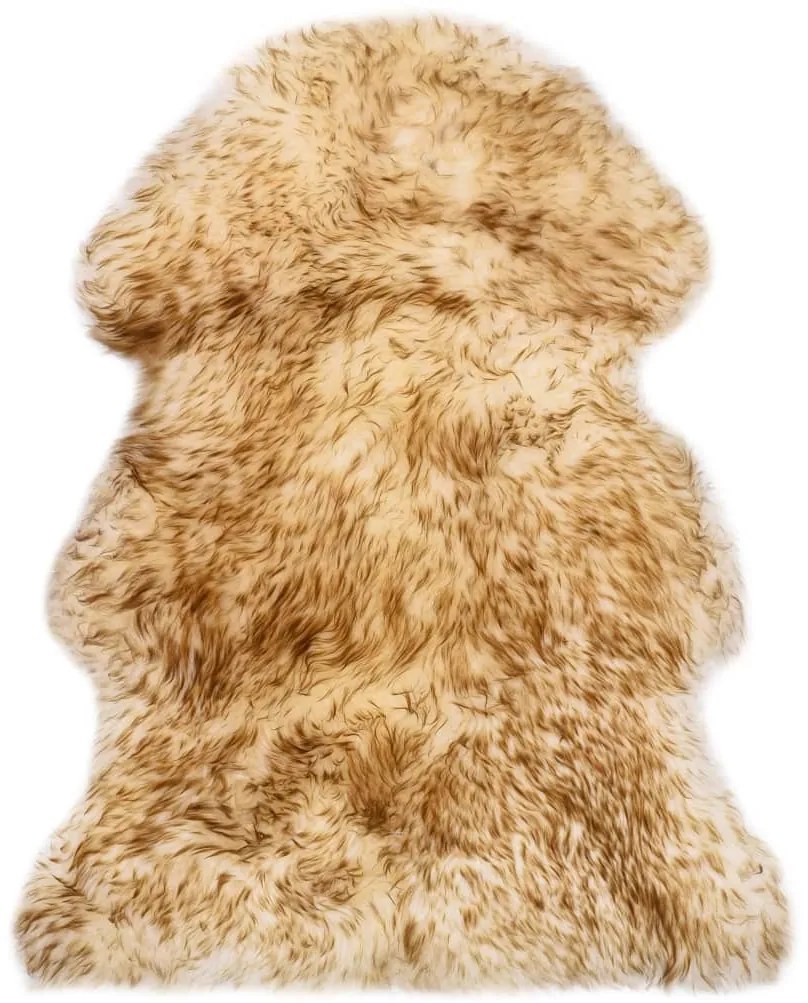 vidaXL Χαλί Καφέ Μελανζέ 60 x 90 εκ. από Γούνα Προβάτου