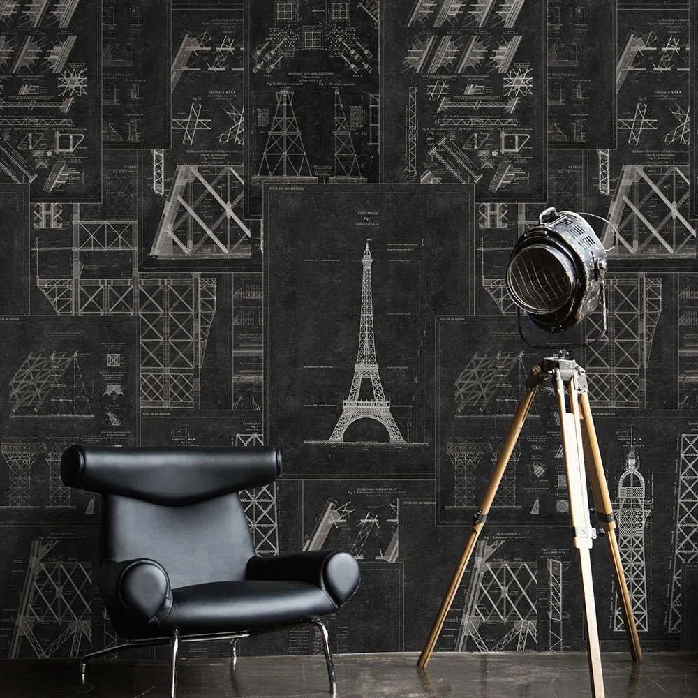 Ταπετσαρία Grand Eiffel Anthracite WP20218 White-Anthracite MindTheGap 52x300cm