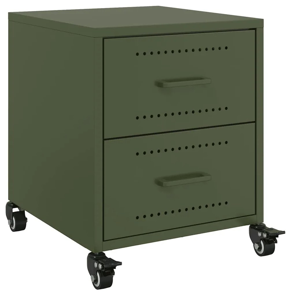 vidaXL Κομοδίνο Πράσινο Λαδί 36x39x43,5 εκ. από Χάλυβα