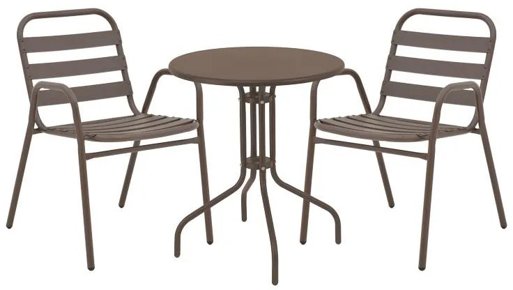 Σετ κήπου - Τραπεζαρία Vergo - Sussie 3 τεμ. μέταλλο καφέ Φ60x70 εκ. 60x60x70 εκ.