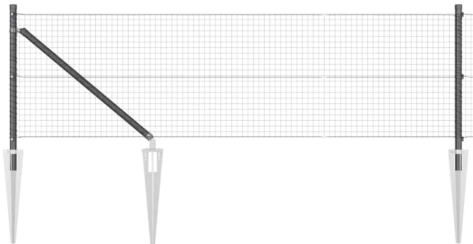 vidaXL Στύλος Περιφράξεων Γκρι 10 x 0,5 m (25 x 25 mm πλέγμα) Ατσάλι