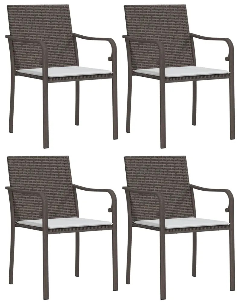 vidaXL Σετ Τραπεζαρίας Κήπου 5 τεμ. Συνθ. Ρατάν / Ατσάλι με Μαξιλάρια