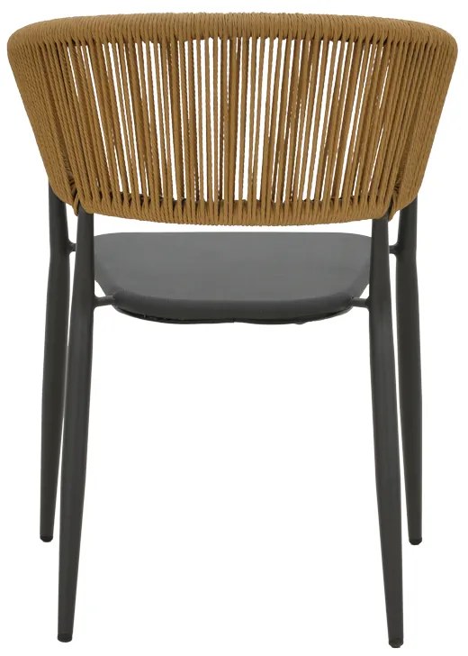 Πολυθρόνα Raven pakoworld στοιβαζόμενη rattan μπεζ-ανθρακί 57x62x78εκ