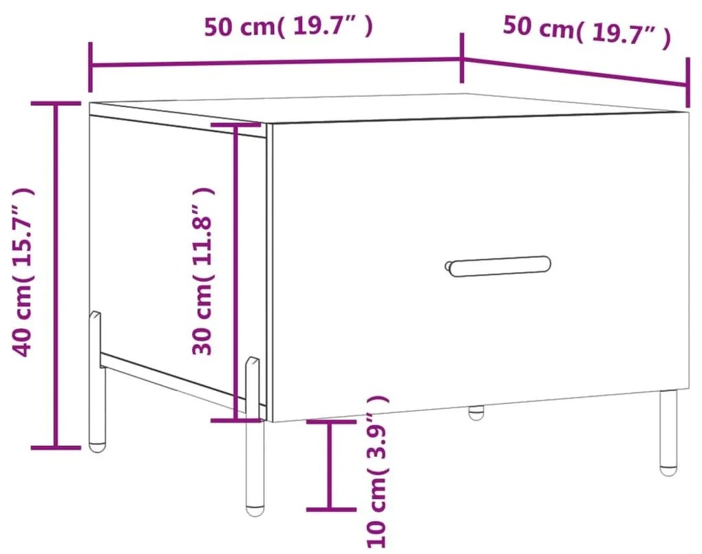 Τραπεζάκι Σαλονιού Μαύρο 50x50x40 εκ. από Επεξεργασμένο Ξύλο - Μαύρο