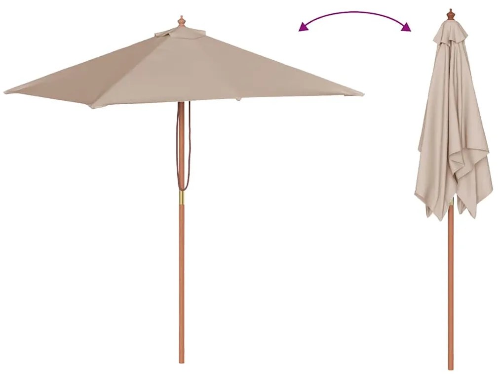vidaXL Ομπρέλα Κήπου Χρώμα Taupe 150 x 200 εκ. με Ξύλινο Ιστό