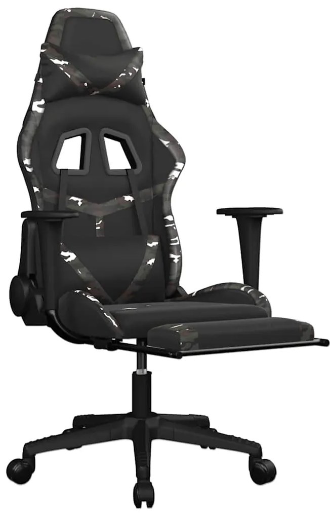 vidaXL Καρέκλα Gaming Μασάζ Υποπόδιο Μαύρος Παραλλαγή Συνθετικό Δέρμα