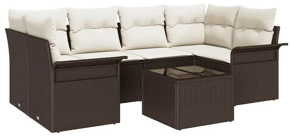vidaXL Σετ Καναπέ Κήπου 7 pcs Καφέ Πολυ ράταν