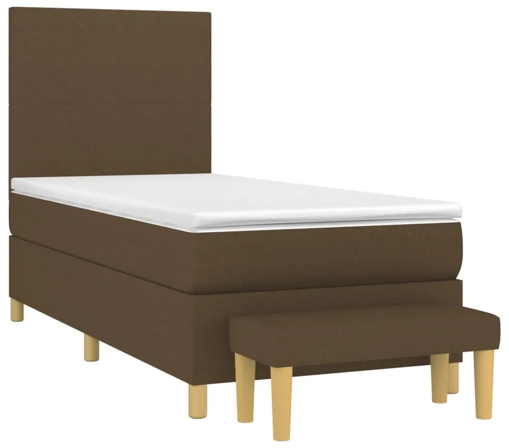 Κρεβάτι Boxspring με Στρώμα Σκούρο Καφέ 80x200 εκ. Υφασμάτινο - Καφέ