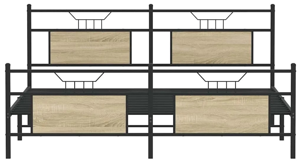 vidaXL Σκελετός Κρεβ. Χωρίς Στρώμα Sonoma Δρυς 160x200 εκ. Μεταλλικό