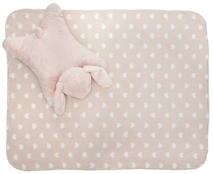 Σετ Δώρου Κουβερτούλα με Λούτρινο Μαξιλάρι Pink Bunny 10340202502 Lorelli