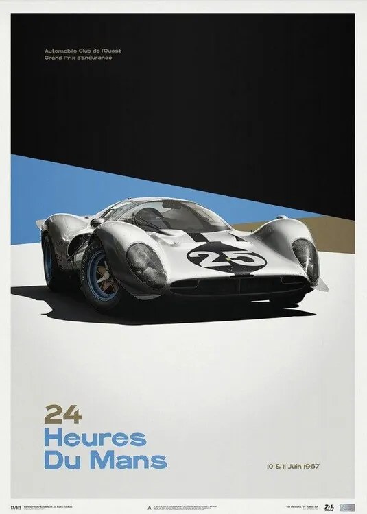 Εκτύπωση τέχνης Ferrari 412P - White - 24 hours of Le Mans - 1967 - Limited Poster, Automobilist