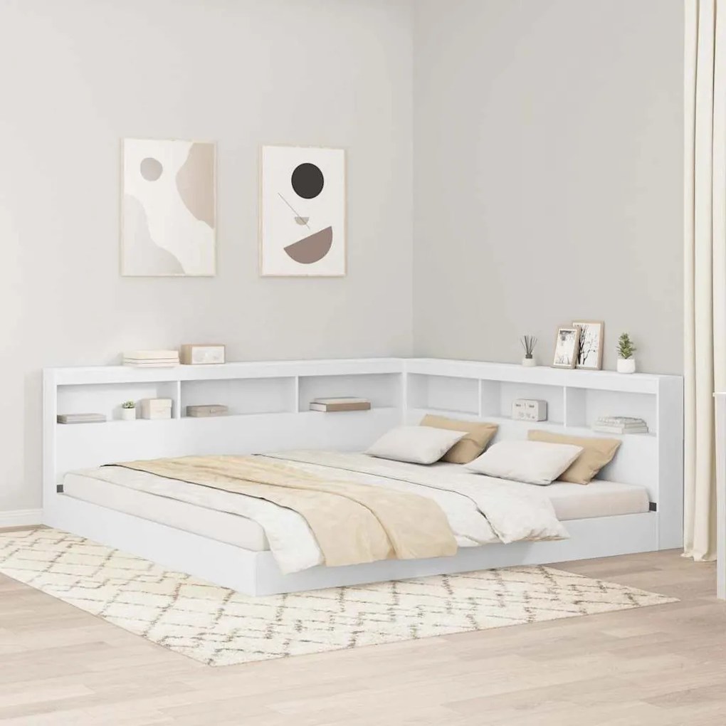 vidaXL Κρεβάτι Βιβλιοθήκης Λευκό 180x200 cm φτιαγμένο από μηχανική ξυλεία