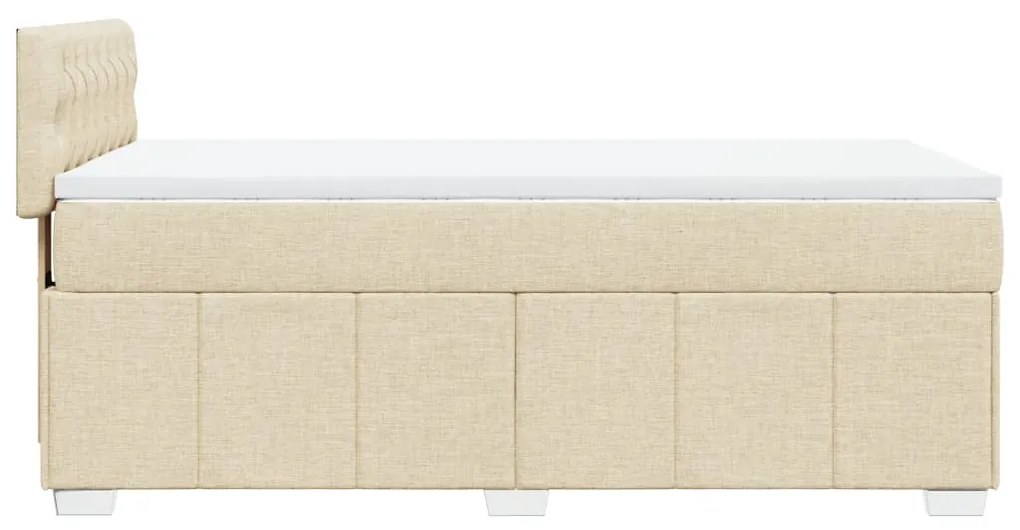 vidaXL Κρεβάτι Boxspring με Στρώμα Κρεμ 100 x 200 εκ. Υφασμάτινο