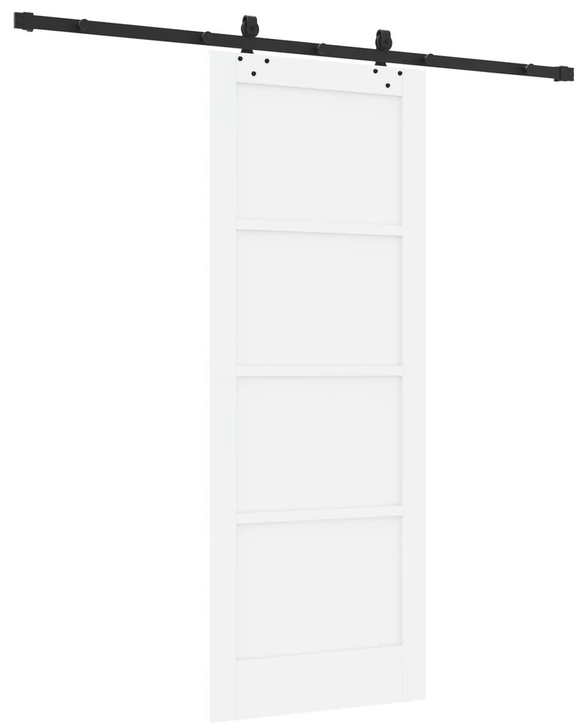 vidaXL Συρόμενη Πόρτα με Σετ Υλικών Λευκή 78x202 εκ. Μασίφ Ξύλο Πεύκο