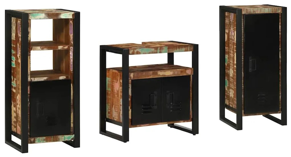 Σετ Επίπλων Μπάνιου με συρτάρι 3 pcs Στερεό Ανακτηθέν Ξύλο