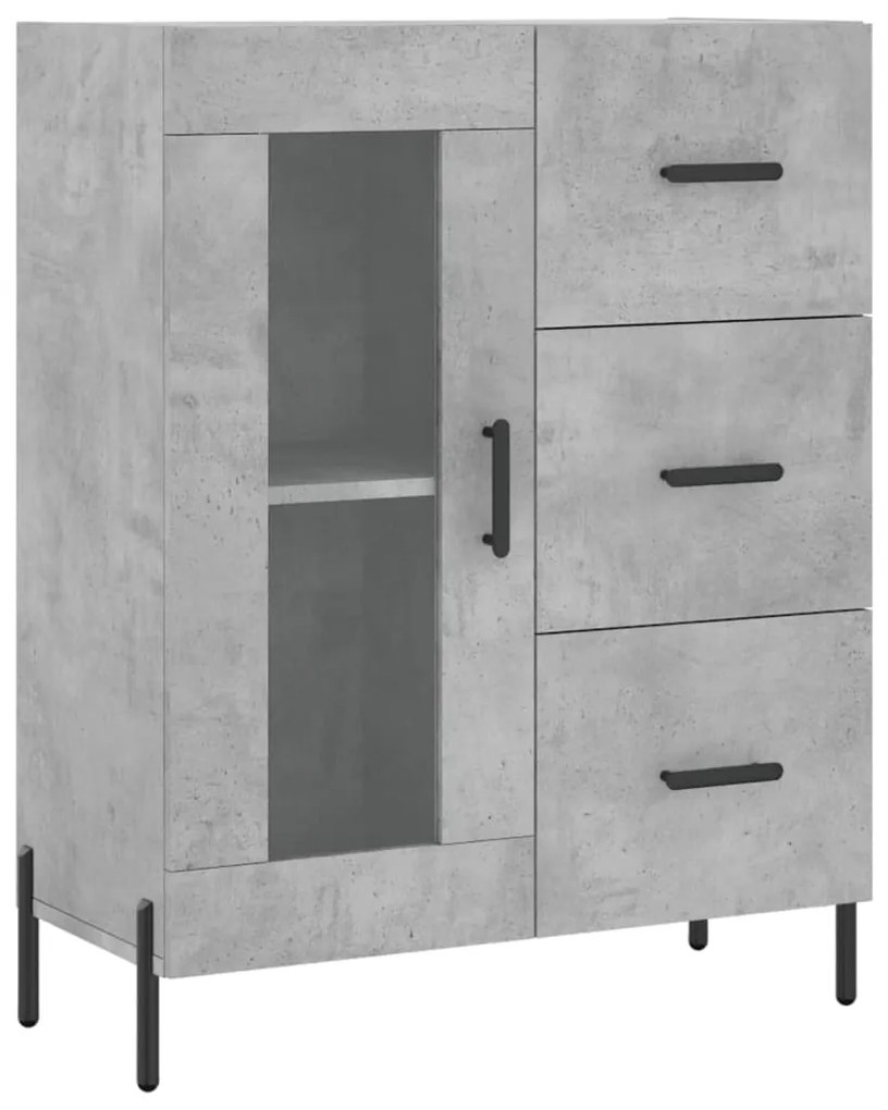 vidaXL Ντουλάπι Γκρι Σκυροδέματος 69,5x34x180 εκ. Επεξεργασμένο Ξύλο