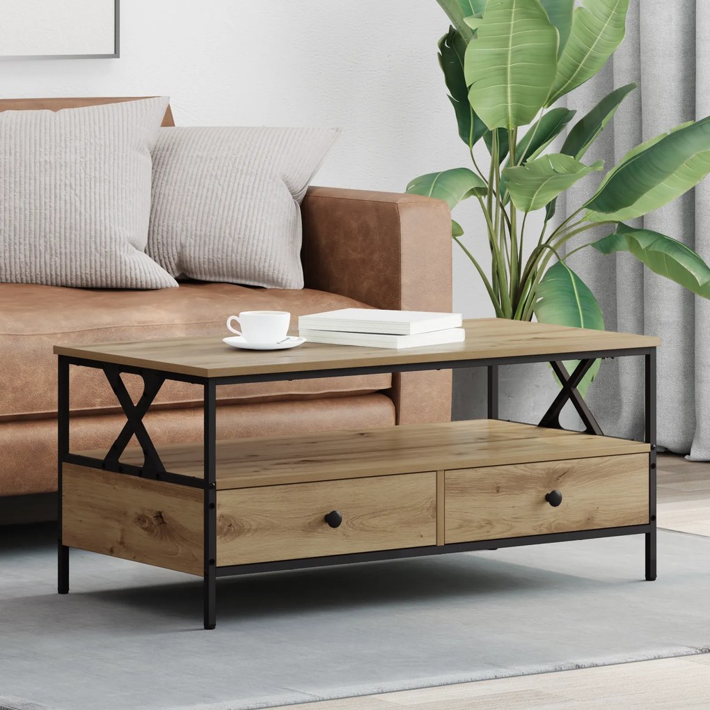 vidaXL Τραπεζάκι σαλονιού with Drawer artisan δρυς 100 x 51 x 45 cm