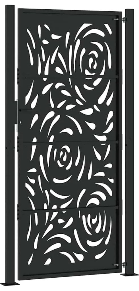 vidaXL Πύλη κήπου Μαύρη 105x205 cm Ατσάλινη φλόγα σχεδιασμού