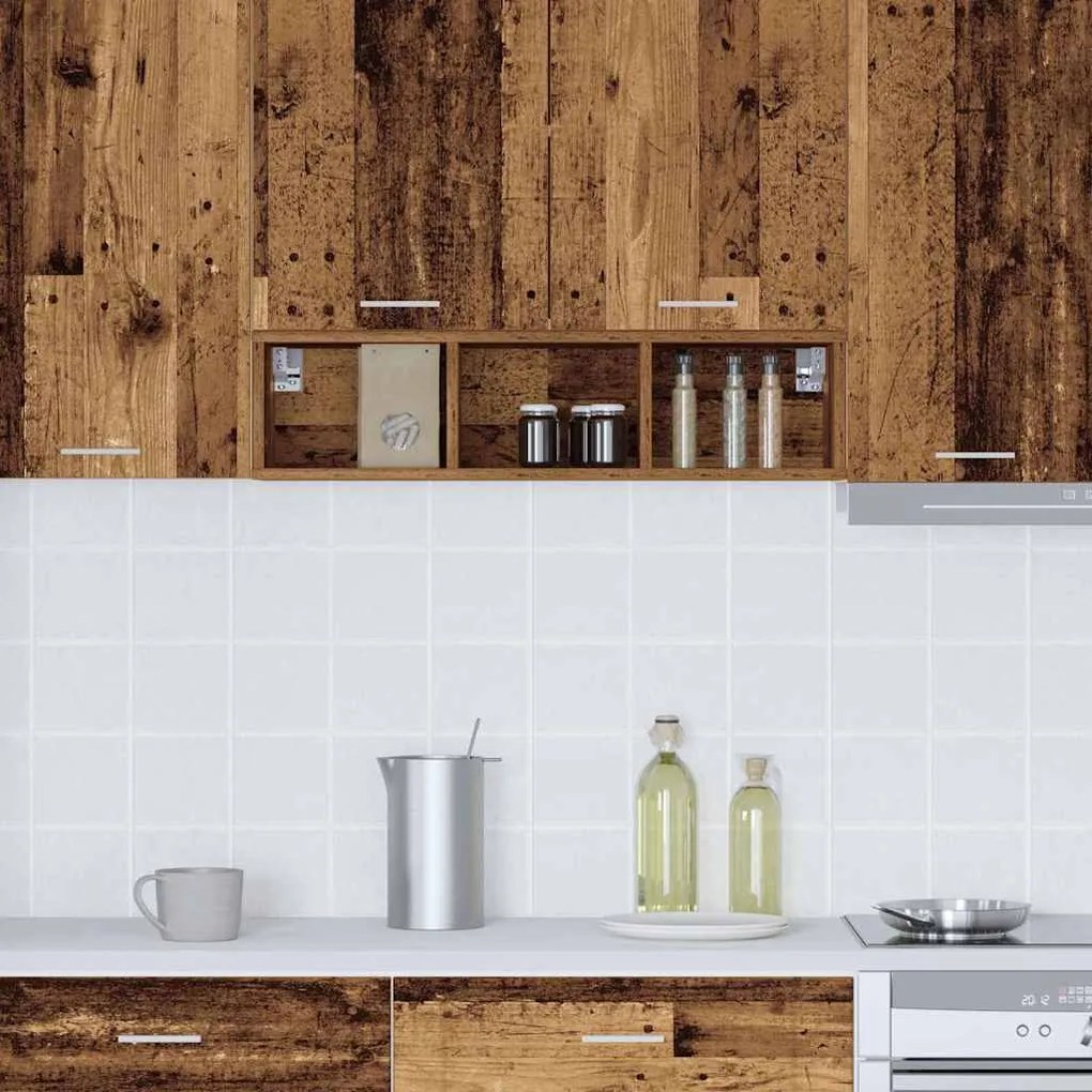 vidaXL Κρεμαστό ντουλάπι με αποθήκευση Παλιό ξύλο 20 x 29,5 x 80 εκ.