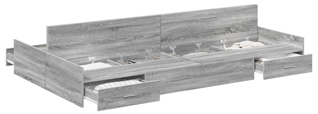 vidaXL Κρεβάτι με αποθηκευτικό χώρο Γκρι sonoma 120 x 200 cm