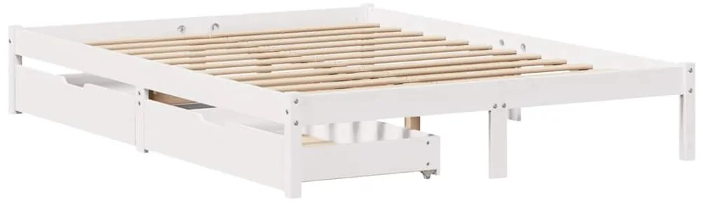 vidaXL Σκελετός Κρεβ. Χωρίς Στρώμα Λευκό 150x200 εκ Μασίφ Πεύκο