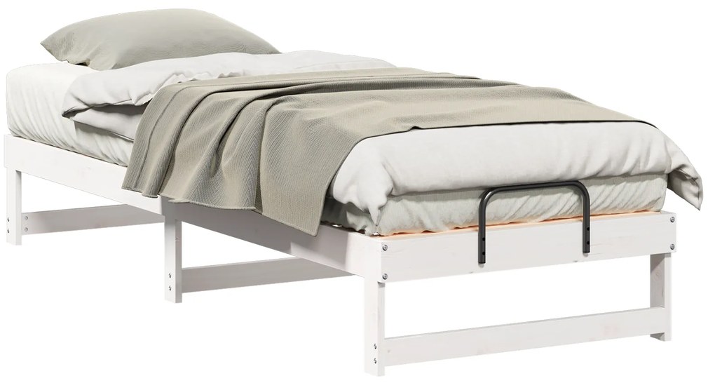 vidaXL Κρεβάτι με λαβές μεταφοράς Λευκό 80 x 200 cm Μασίφ ξύλο πεύκου