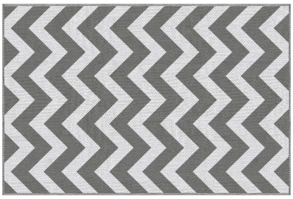 Outsunny Εξωτερικό Χαλί, Αδιάβροχο, Διπλής Όψης, Υψηλής Ποιότητας Συνθετική Ίνα, Ανοιχτό Γκρι+Λευκό, 121 x 182 εκ.