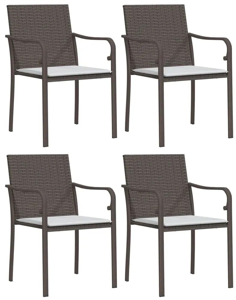 vidaXL Σετ Τραπεζαρίας Κήπου 5 τεμ. Συνθ. Ρατάν / Ατσάλι με Μαξιλάρια