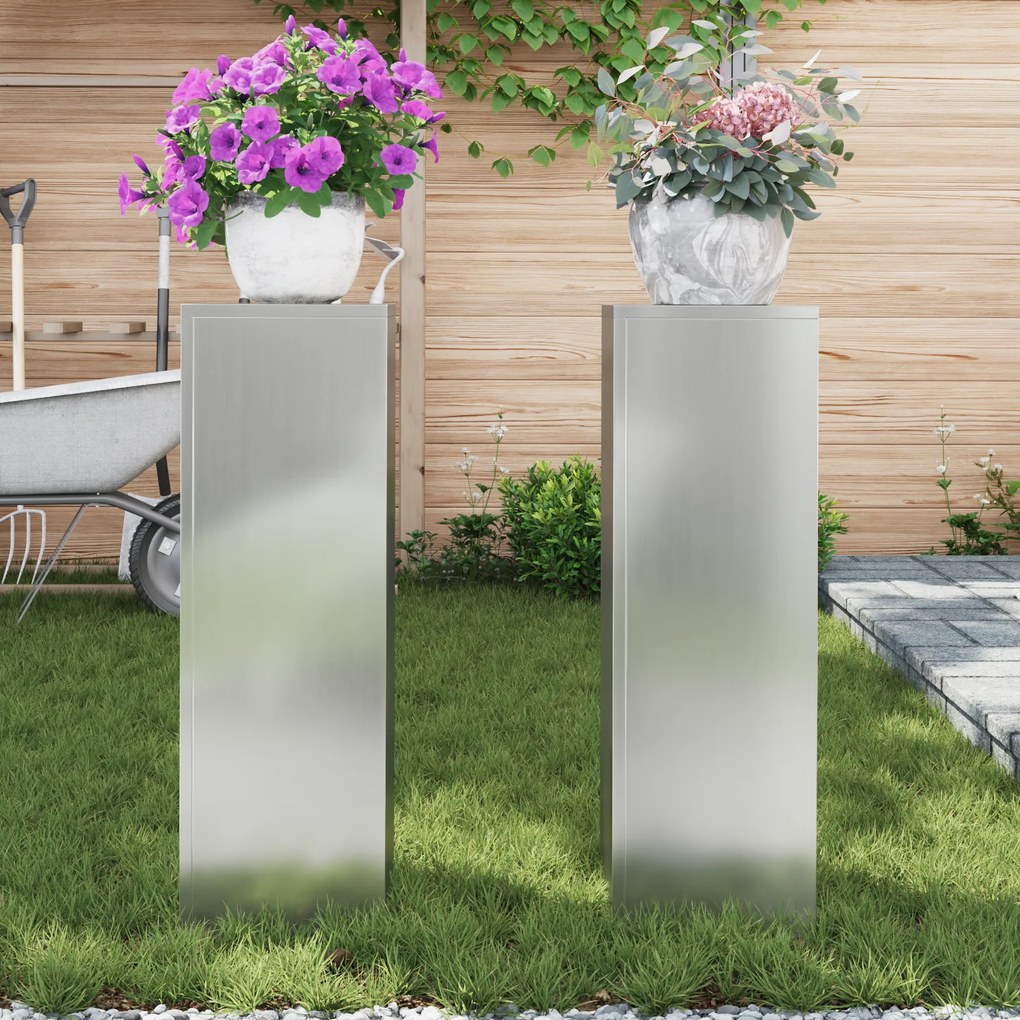 vidaXL Στήριξη φυτών 2 pcs Ασημί 24 x 24 x 75 εκ.